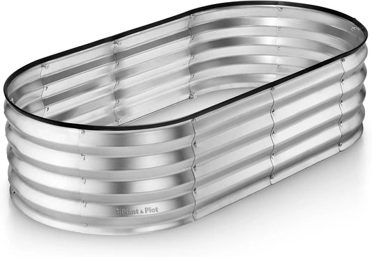 Galvanized Raised Garden Bed 4x2x1ft Metal Planter Box for Outdoor Gardening Vegetables Flowers Tool-Free Assembly