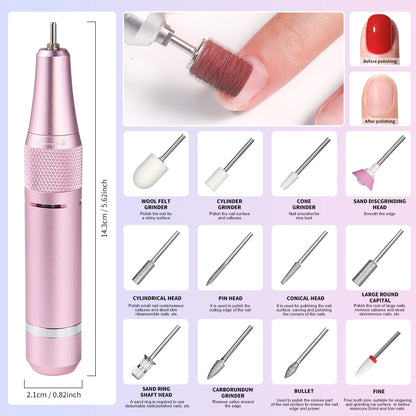 35000RPM Electric Nail Drill Machine Professional Nail Drills for Gel Nails Polish Rechargeable Portable Nail File Manicure Tool