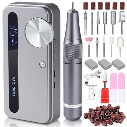 35000RPM Electric Nail Drill Machine Professional Nail Drills for Gel Nails Polish Rechargeable Portable Nail File Manicure Tool
