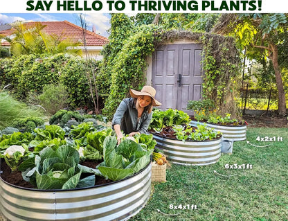 Galvanized Raised Garden Bed 4x2x1ft Metal Planter Box for Outdoor Gardening Vegetables Flowers Tool-Free Assembly